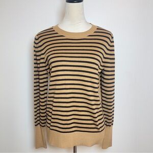 LOFT Tan and Black Classic Striped Sweater Women’s Medium